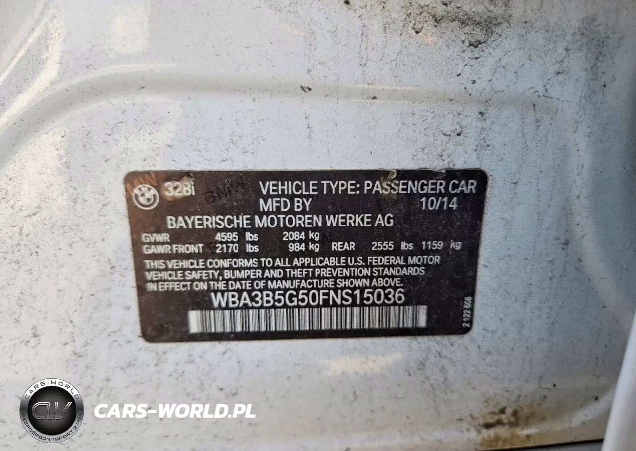 2015 BMW 328 Xi Sulev VIN:WBA3B5G50FNS15036 - 12