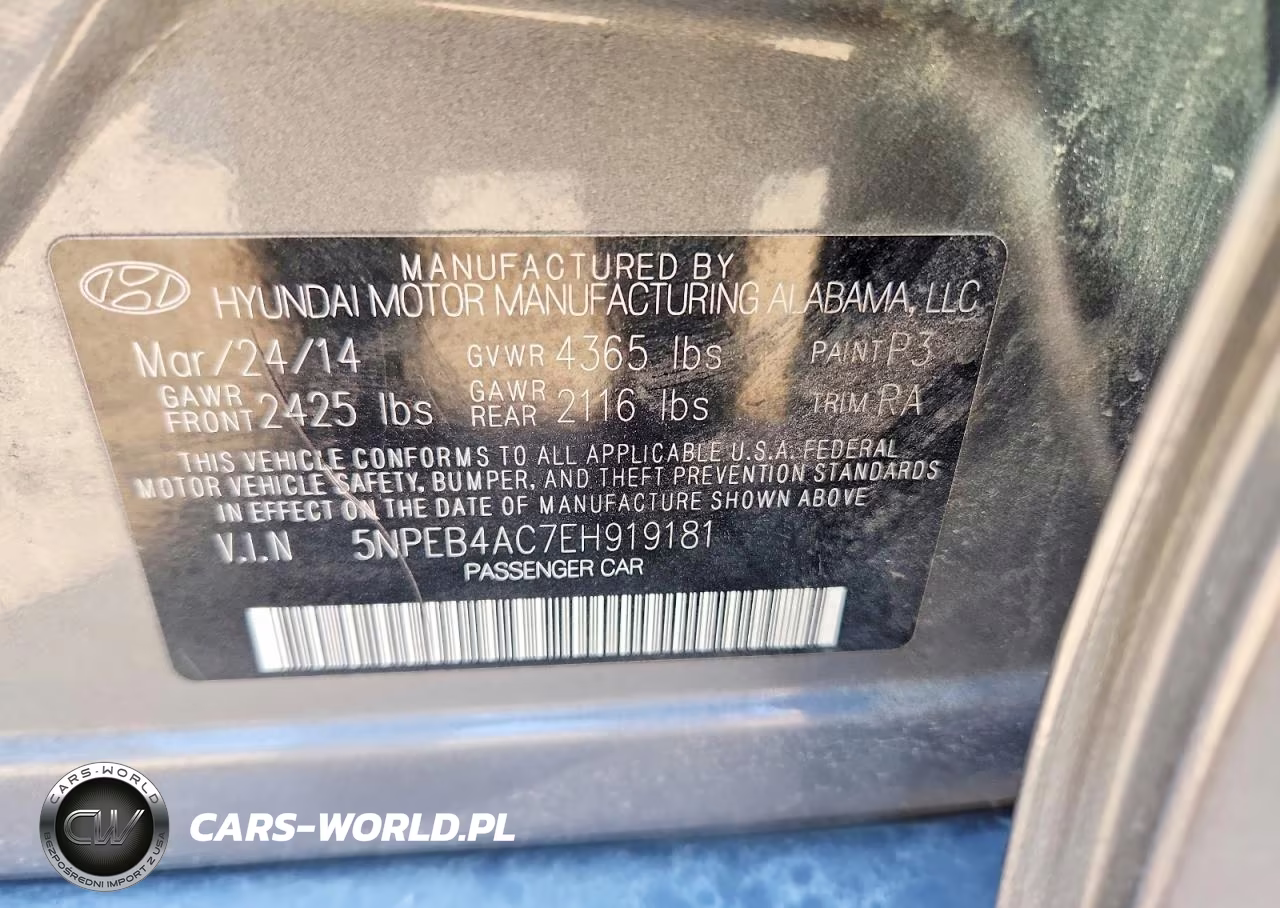2014 Hyundai Sonata Gls VIN:5NPEB4AC7EH919181 - 12