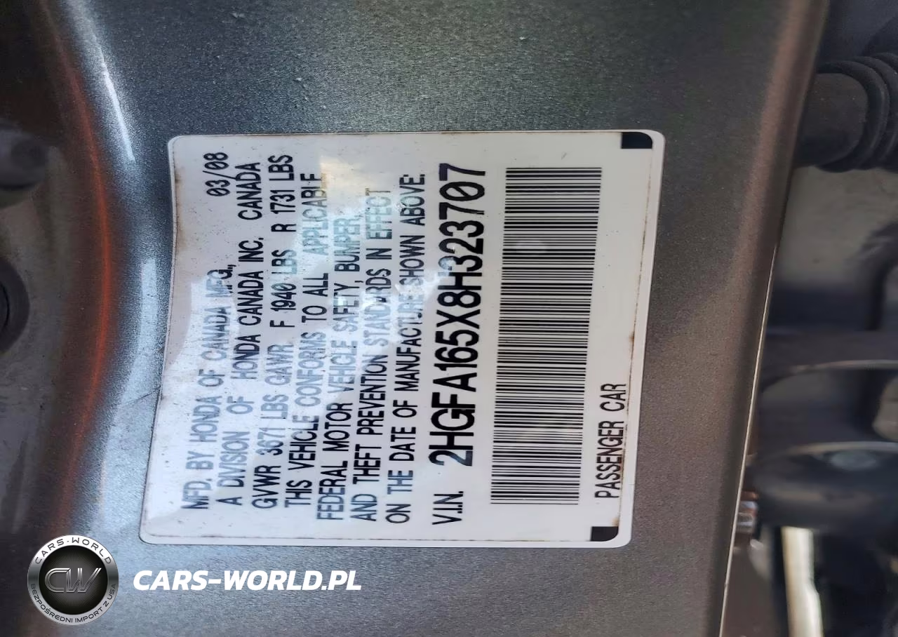 2008 Honda Civic Lx VIN:2HGFA165X8H323707 - 12