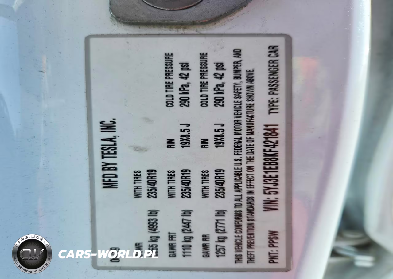 2019 Tesla Model 3 VIN:5YJ3E1EB8KF421841 - 12