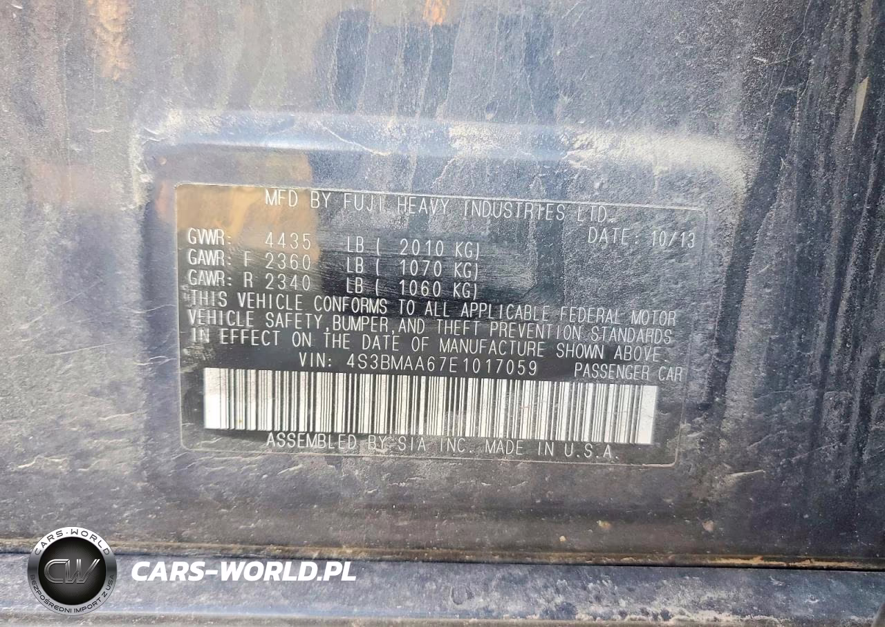 2014 Subaru Legacy 2.5I VIN:4S3BMAA67E1017059 - 12