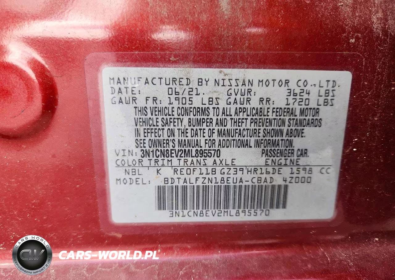 2021 Nissan Versa Sv VIN:3N1CN8EV2ML895570 - 12