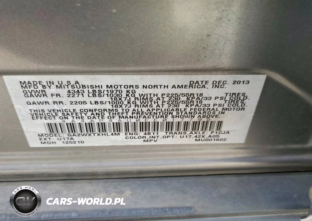 2014 Mitsubishi Outlander Sport Se VIN:4A4AP4AU0EE017795 - 13