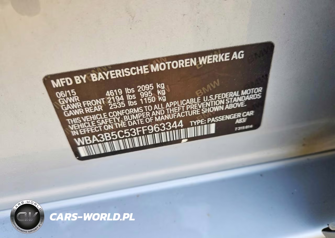 2015 BMW 328 Xi Sulev VIN:WBA3B5C53FF963344 - 12