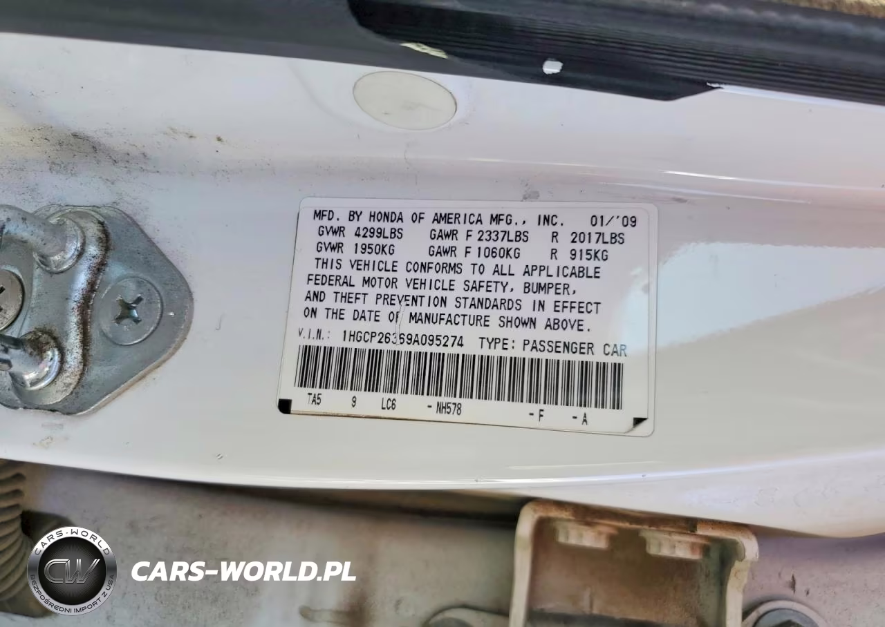2009 Honda Accord Lx VIN:1HGCP26369A095274 - 12