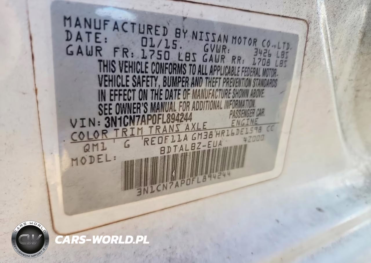 2015 Nissan Versa 1.6 Sv VIN:3N1CN7AP0FL894244 - 12