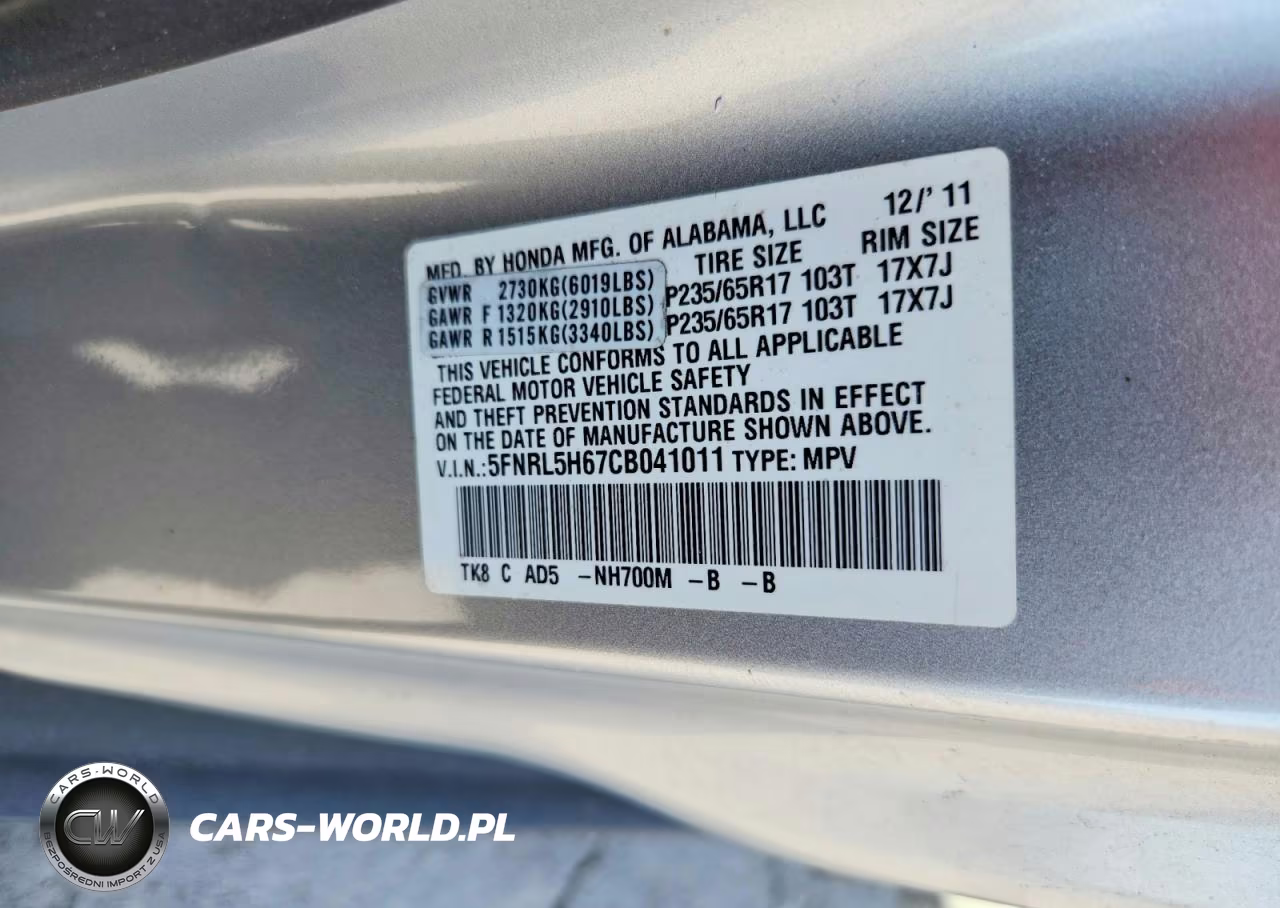 2012 Honda Odyssey Exl VIN:5FNRL5H67CB041011 - 13