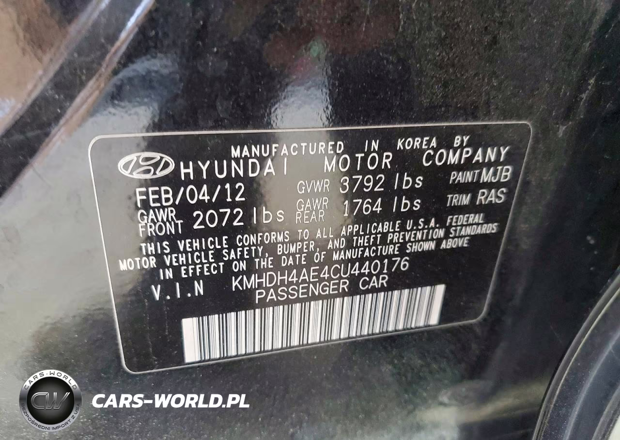 2012 Hyundai Elantra Gls VIN:KMHDH4AE4CU440176 - 12
