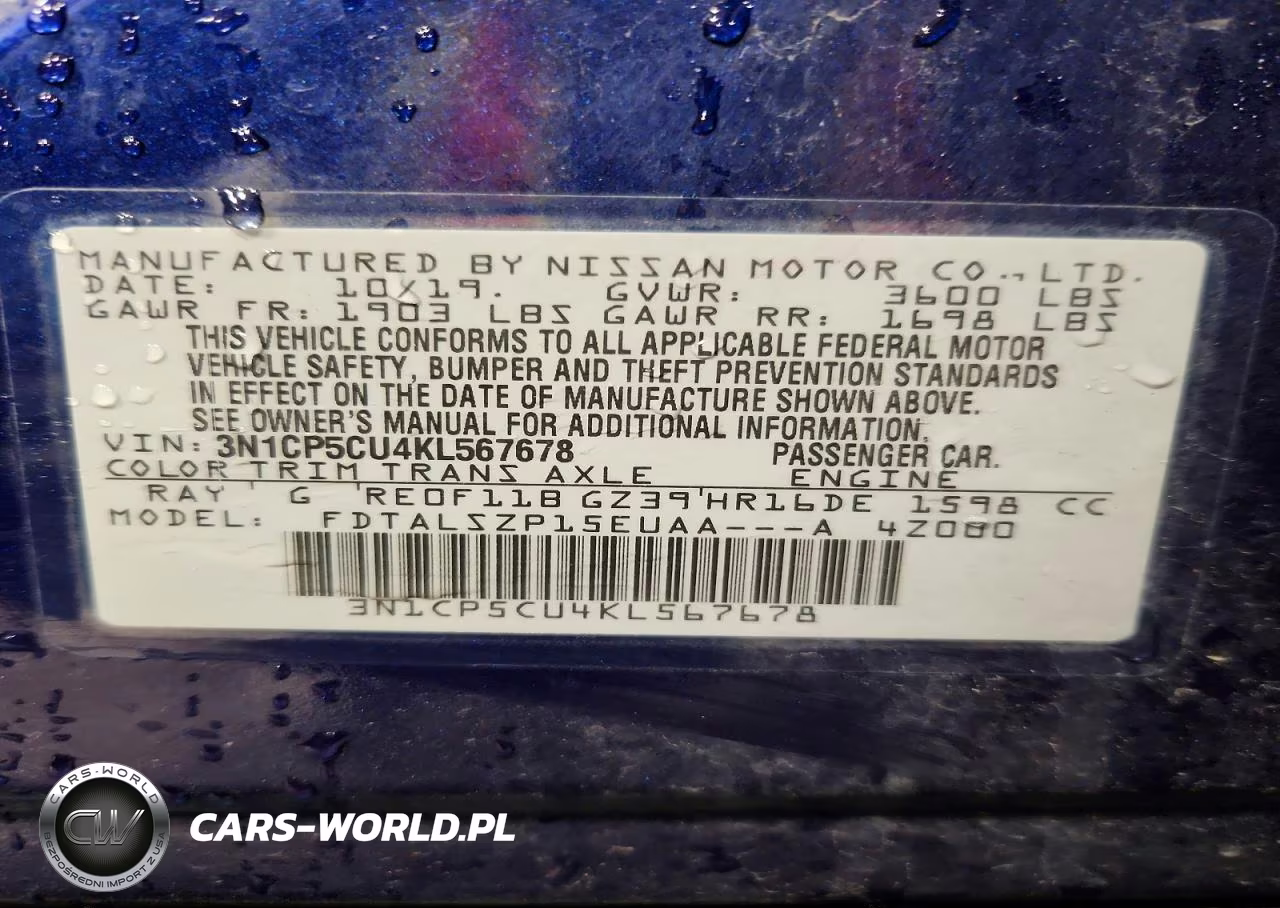 2019 Nissan Kicks Sv VIN:3N1CP5CU4KL567678 - 12