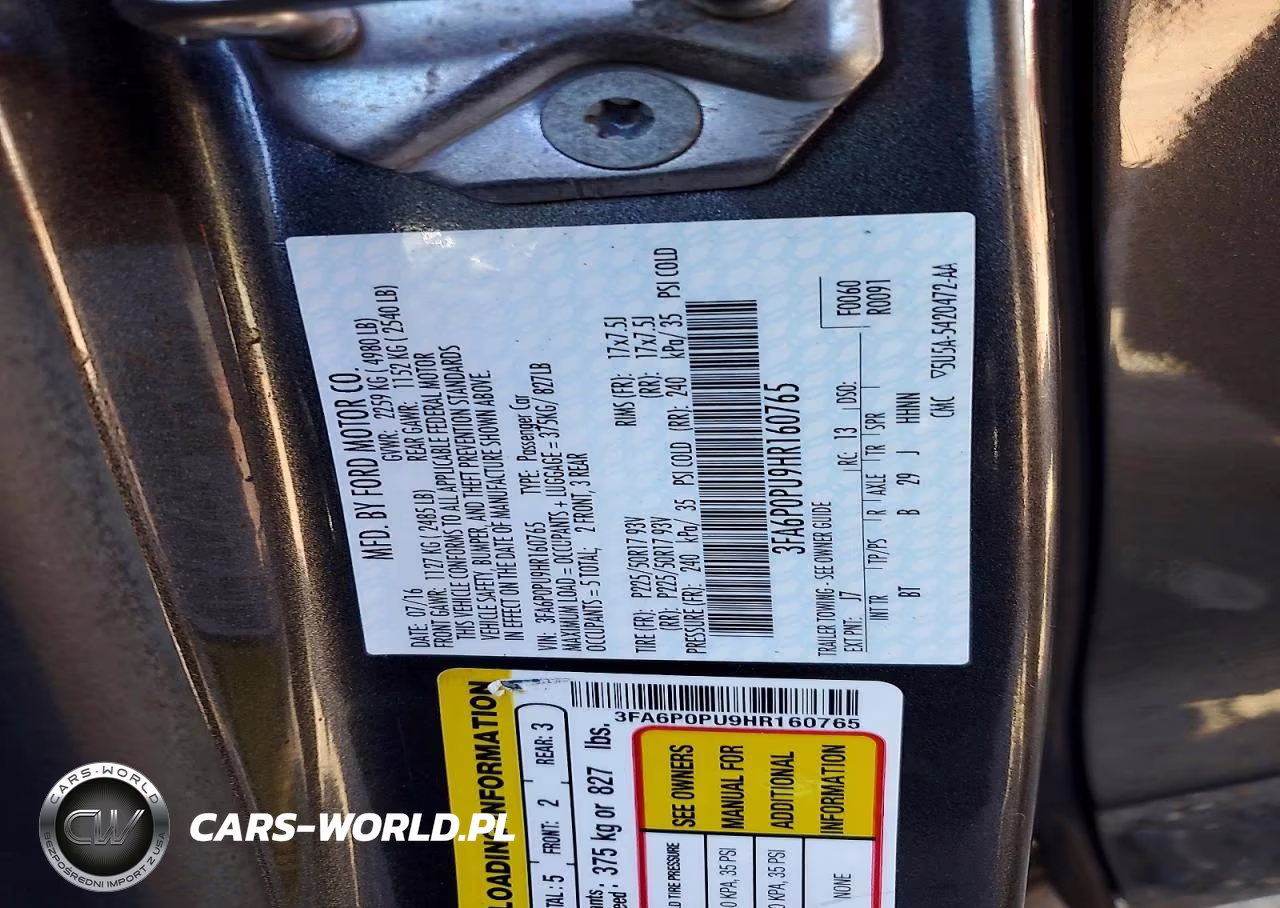 2017 Ford Fusion Se Phev VIN:3FA6P0PU9HR160765 - 12