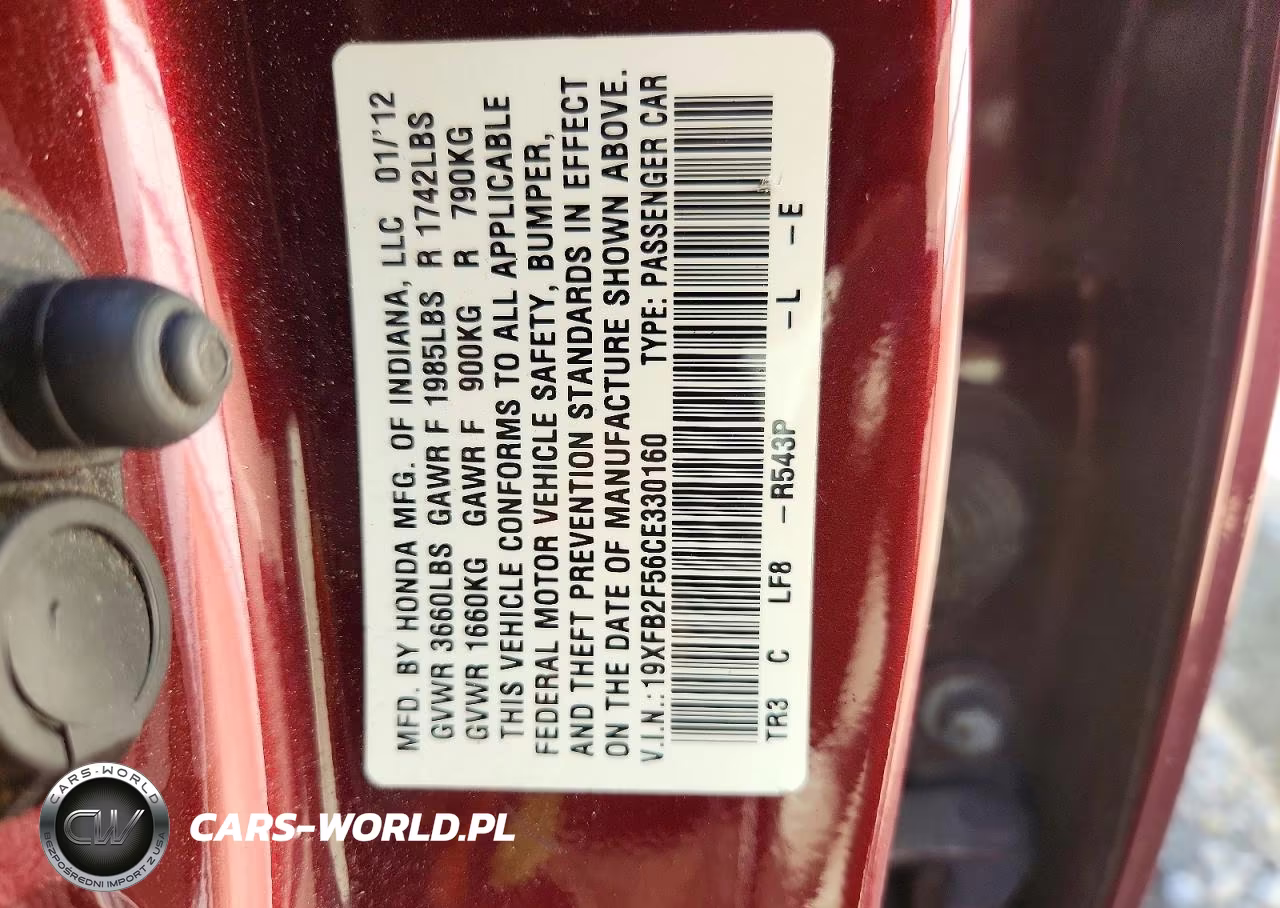2012 Honda Civic Lx VIN:19XFB2F56CE330160 - 12