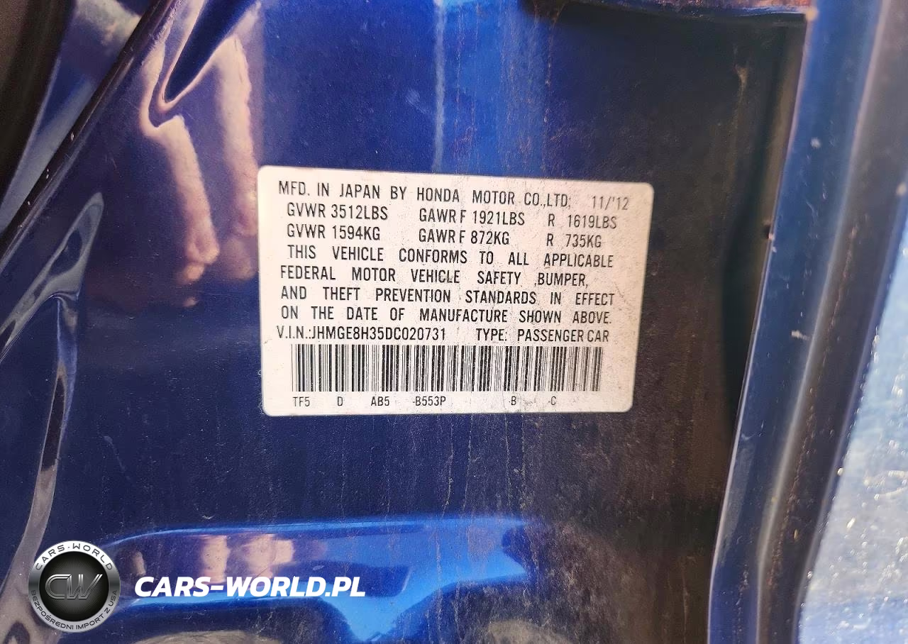 2013 Honda Fit VIN:JHMGE8H35DC020731 - 12