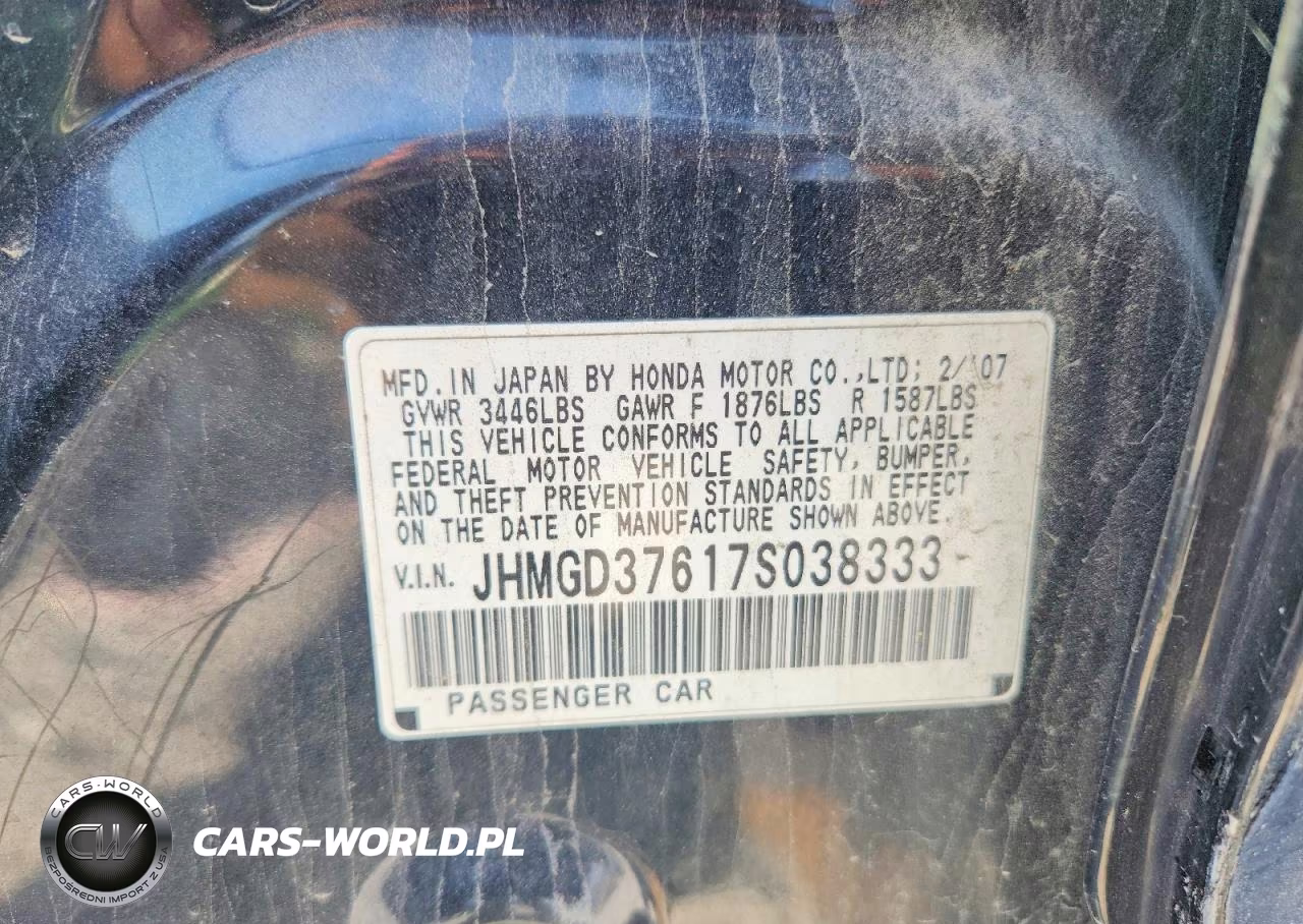 2007 Honda Fit S VIN:JHMGD37617S038333 - 13