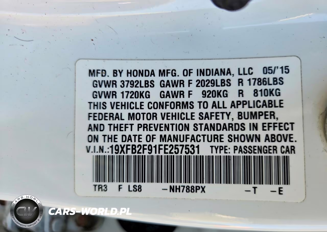 2015 Honda Civic Exl VIN:19XFB2F91FE257531 - 13