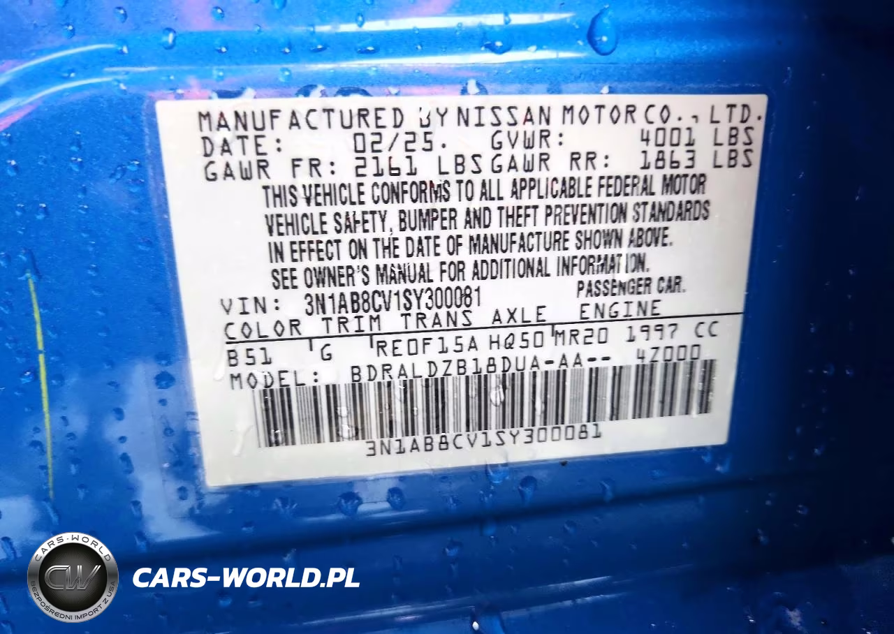 2025 Nissan Sentra Sv VIN:3N1AB8CV1SY300081 - 12