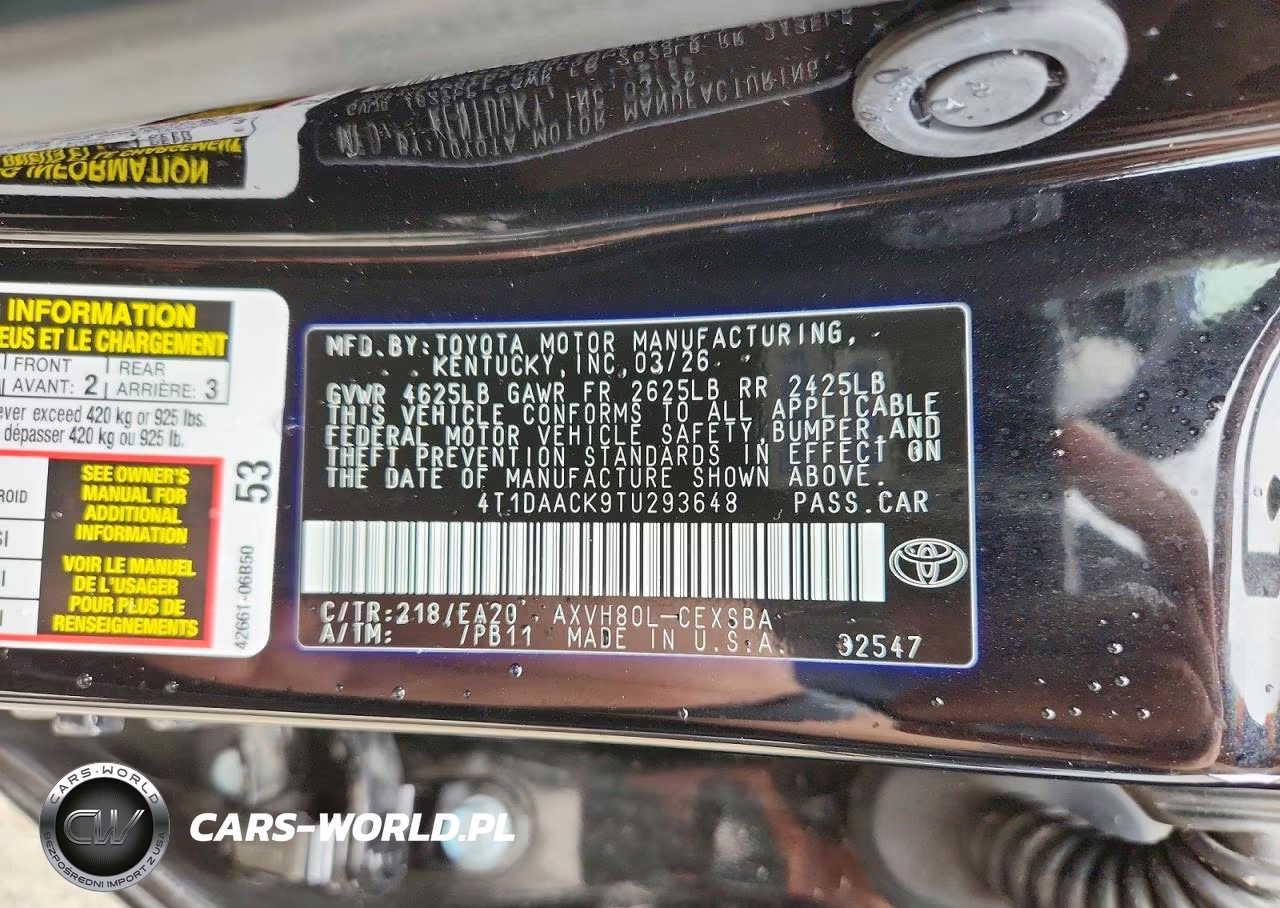 2026 Toyota Camry Nightshade VIN:4T1DAACK9TU293648 - 12