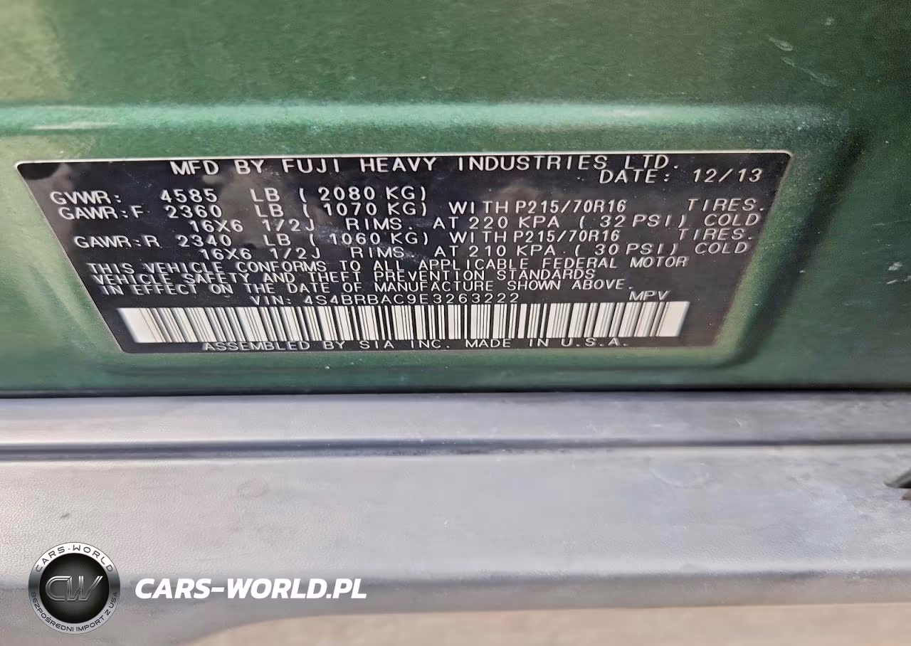 2014 Subaru Outback 2.5I VIN:4S4BRBAC9E3263222 - 13