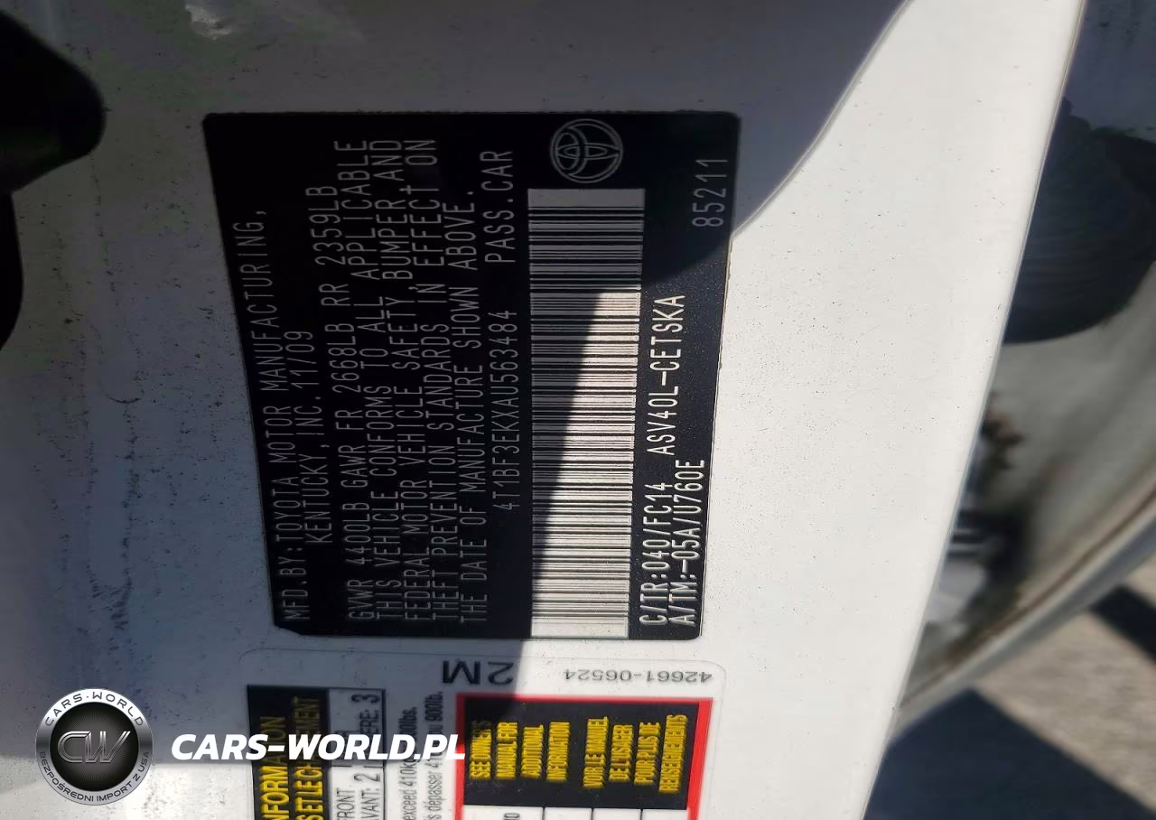 2010 Toyota Camry Se VIN:4T1BF3EKXAU563484 - 12