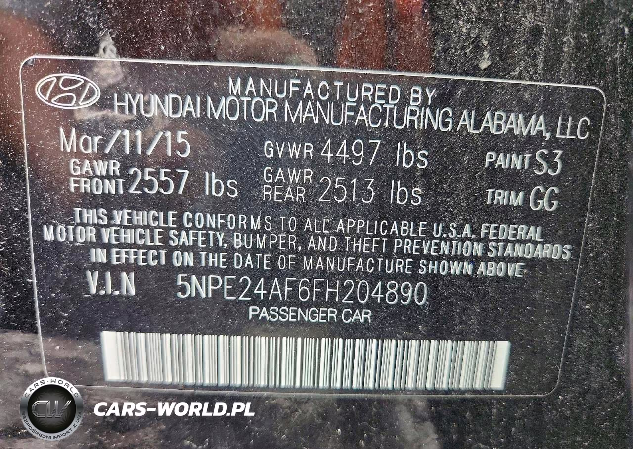 2015 Hyundai Sonata Se VIN:5NPE24AF6FH204890 - 13