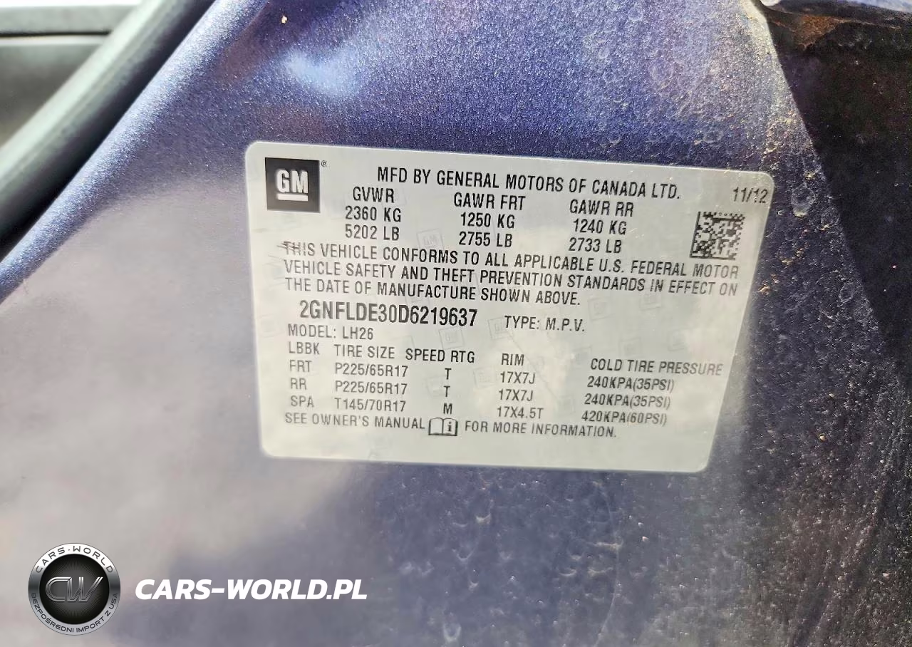 2013 Chevrolet Equinox Lt VIN:2GNFLDE30D6219637 - 13