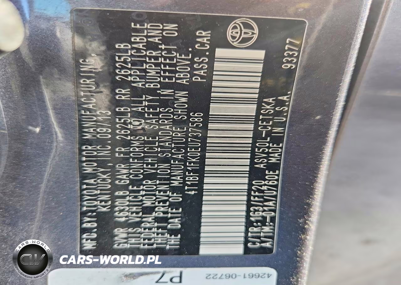 2014 Toyota Camry Se VIN:4T1BF1FK0EU737586 - 13