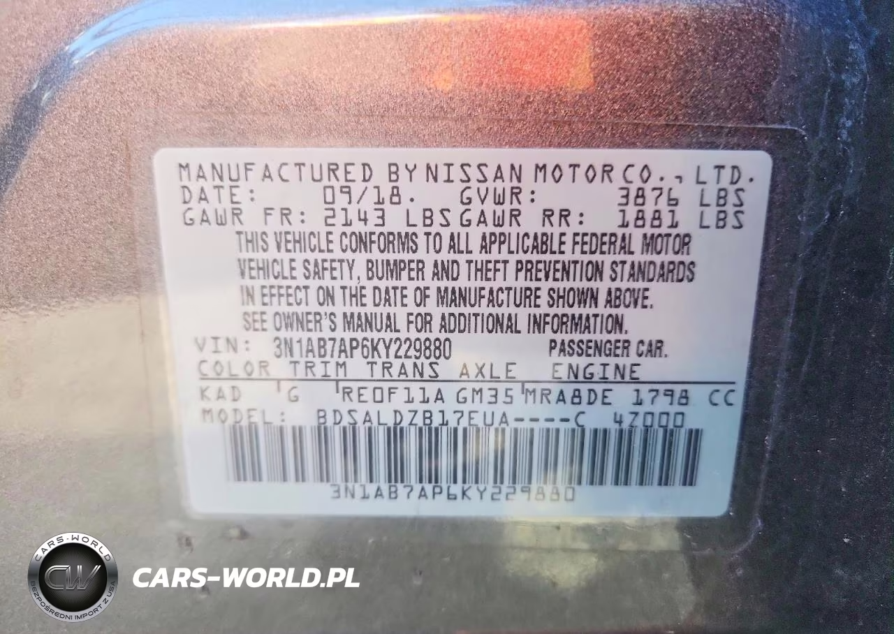2019 Nissan Sentra Sv VIN:3N1AB7AP6KY229880 - 12