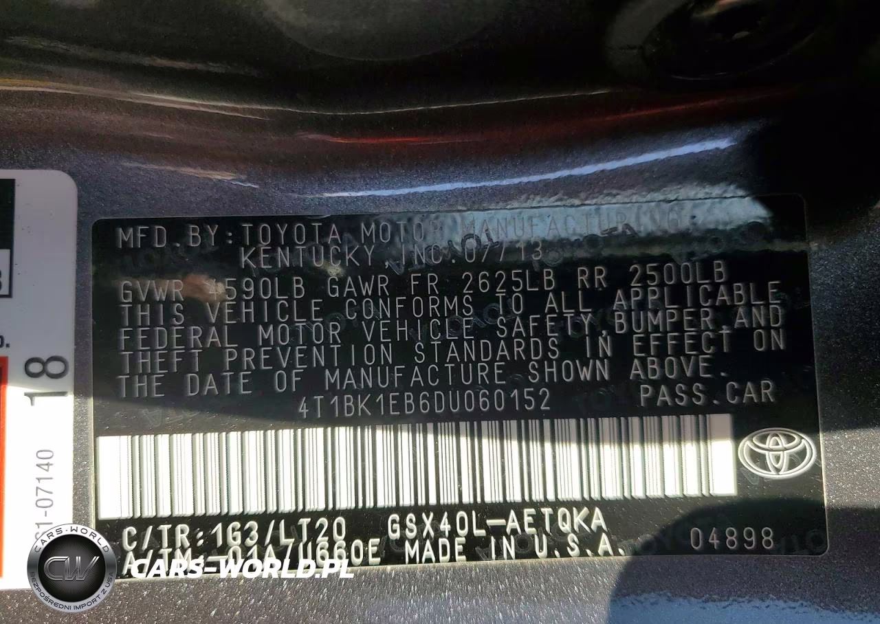 2013 Toyota Avalon Xle Touring VIN:4T1BK1EB6DU060152 - 12