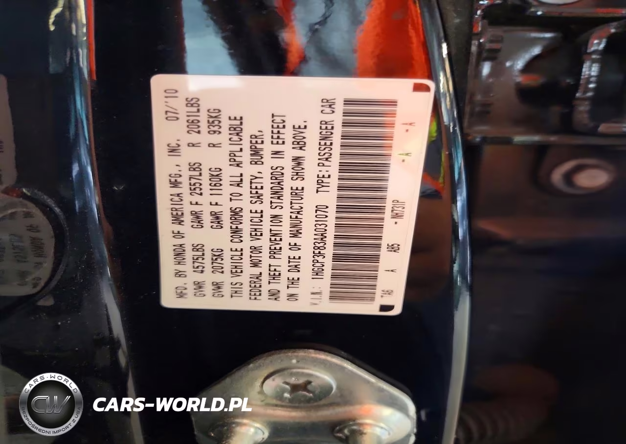 2010 Honda Accord Exl VIN:1HGCP3F83AA031070 - 12