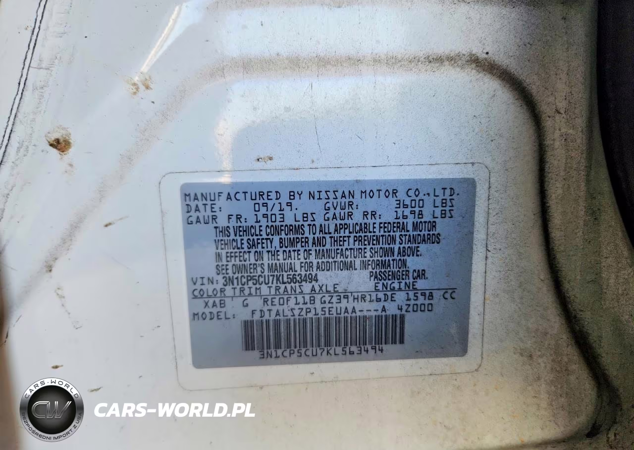2019 Nissan Kicks Sv VIN:3N1CP5CU7KL563494 - 12