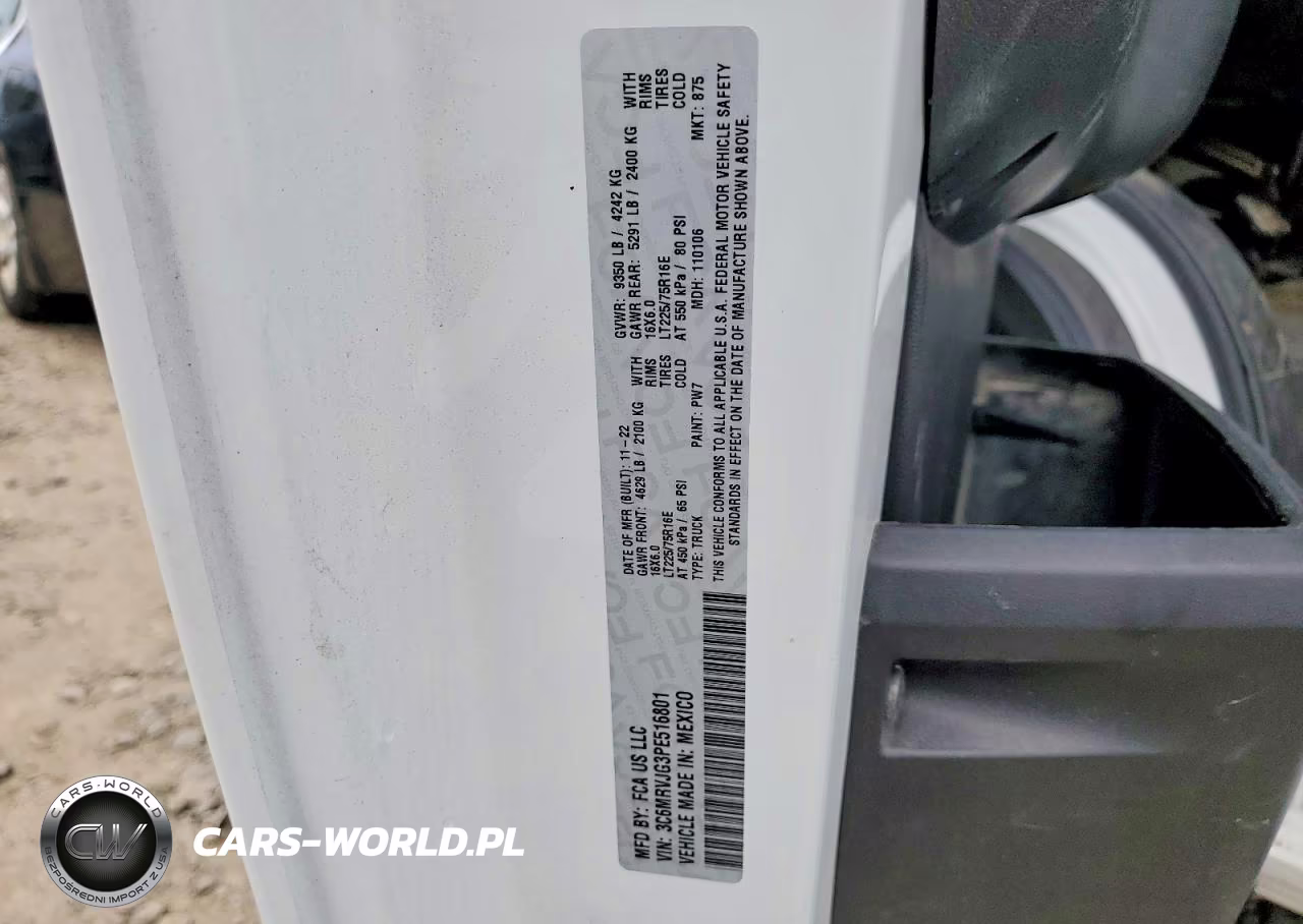 2023 Ram Promaster 3500 Delivery Van VIN:3C6MRVJG3PE516801 - 13