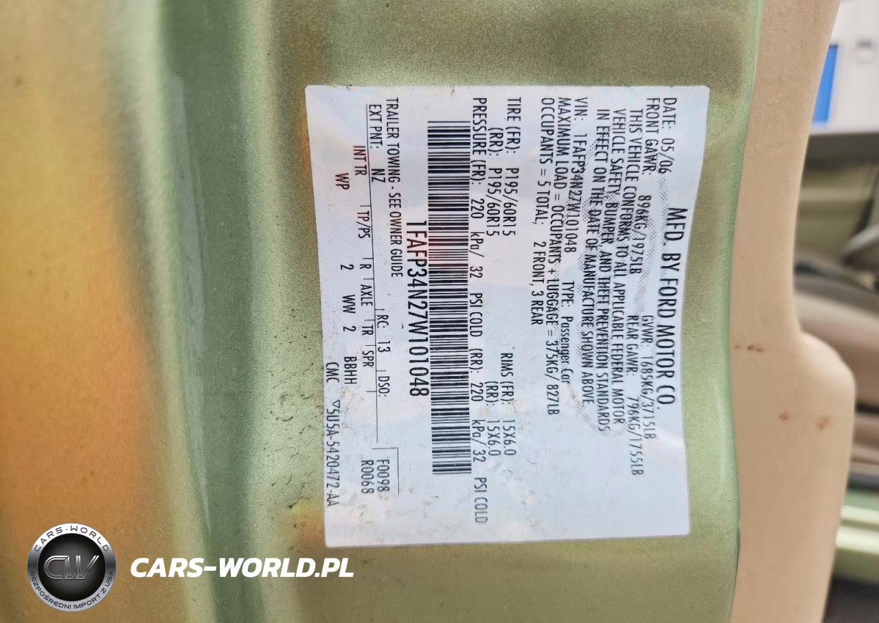 2007 Ford Focus Zx4 VIN:1FAFP34N27W101048 - 12