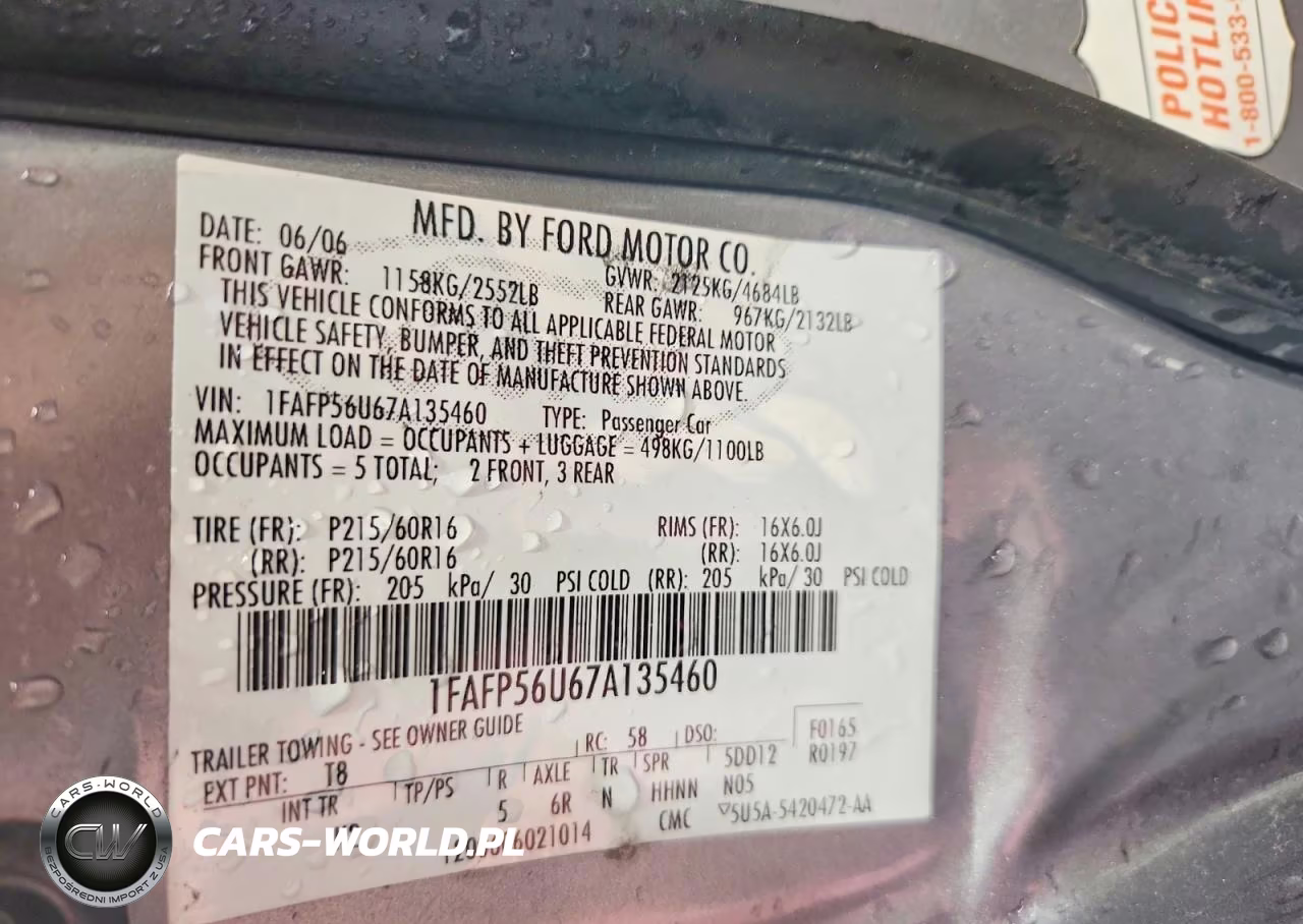 2007 Ford Taurus Sel VIN:1FAFP56U67A135460 - 12