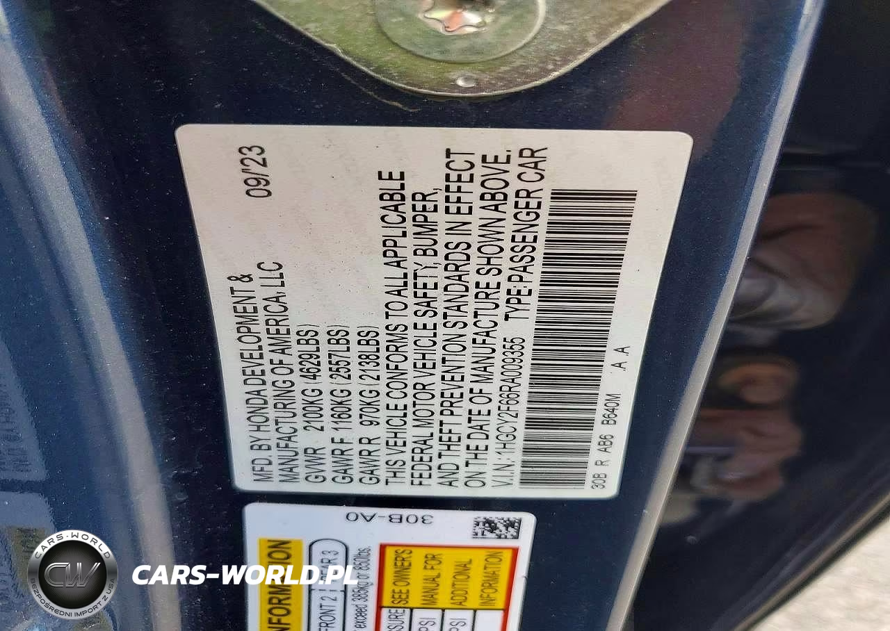 2024 HONDA ACCORD HYBRID EXL VIN:1HGCY2F66RA009355 - 12