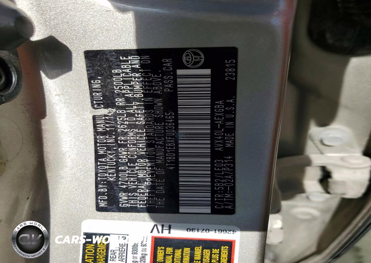 2015 Toyota Avalon Hybrid Xle Touring VIN:4T1BD1EBXFU036465 - 12