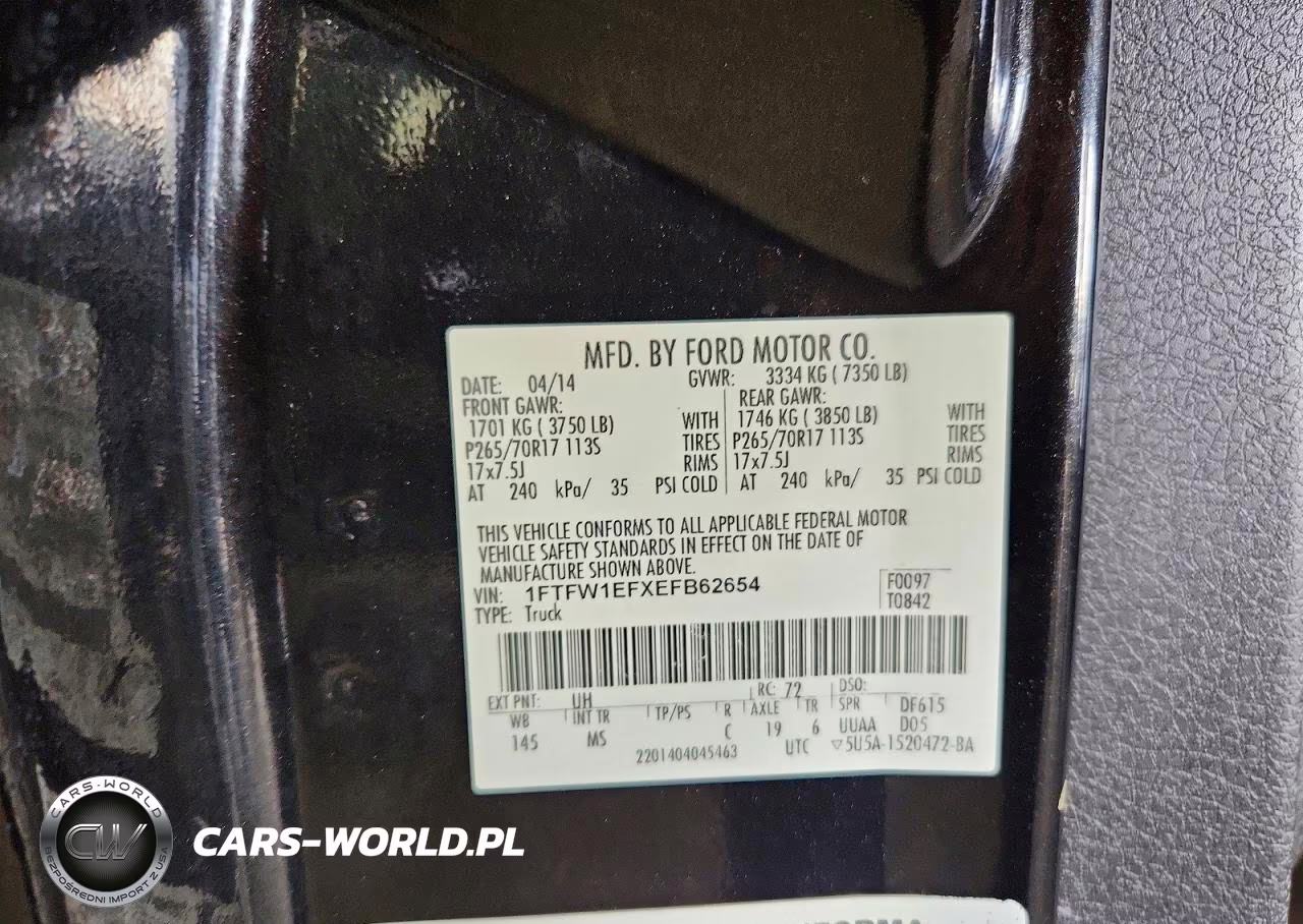 2014 Ford F150 Supercrew VIN:1FTFW1EFXEFB62654 - 12