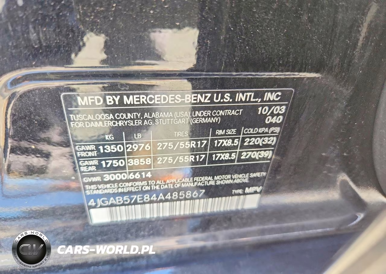 2004 Mercedes-Benz Ml 350 VIN:4JGAB57E84A485867 - 13