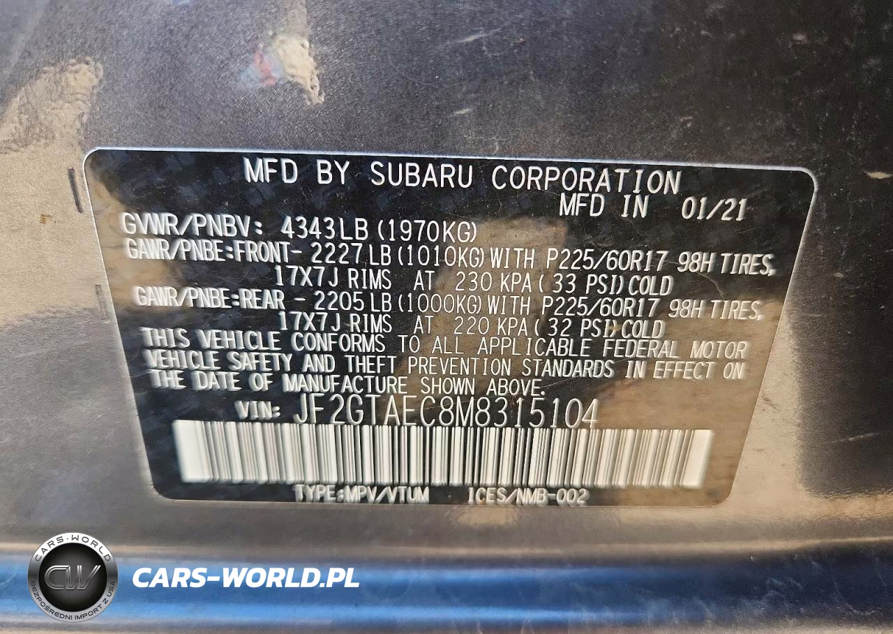 2021 Subaru Crosstrek Premium VIN:JF2GTAEC8M8315104 - 13