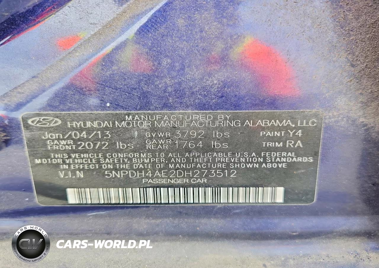 2013 Hyundai Elantra Gls VIN:5NPDH4AE2DH273512 - 12