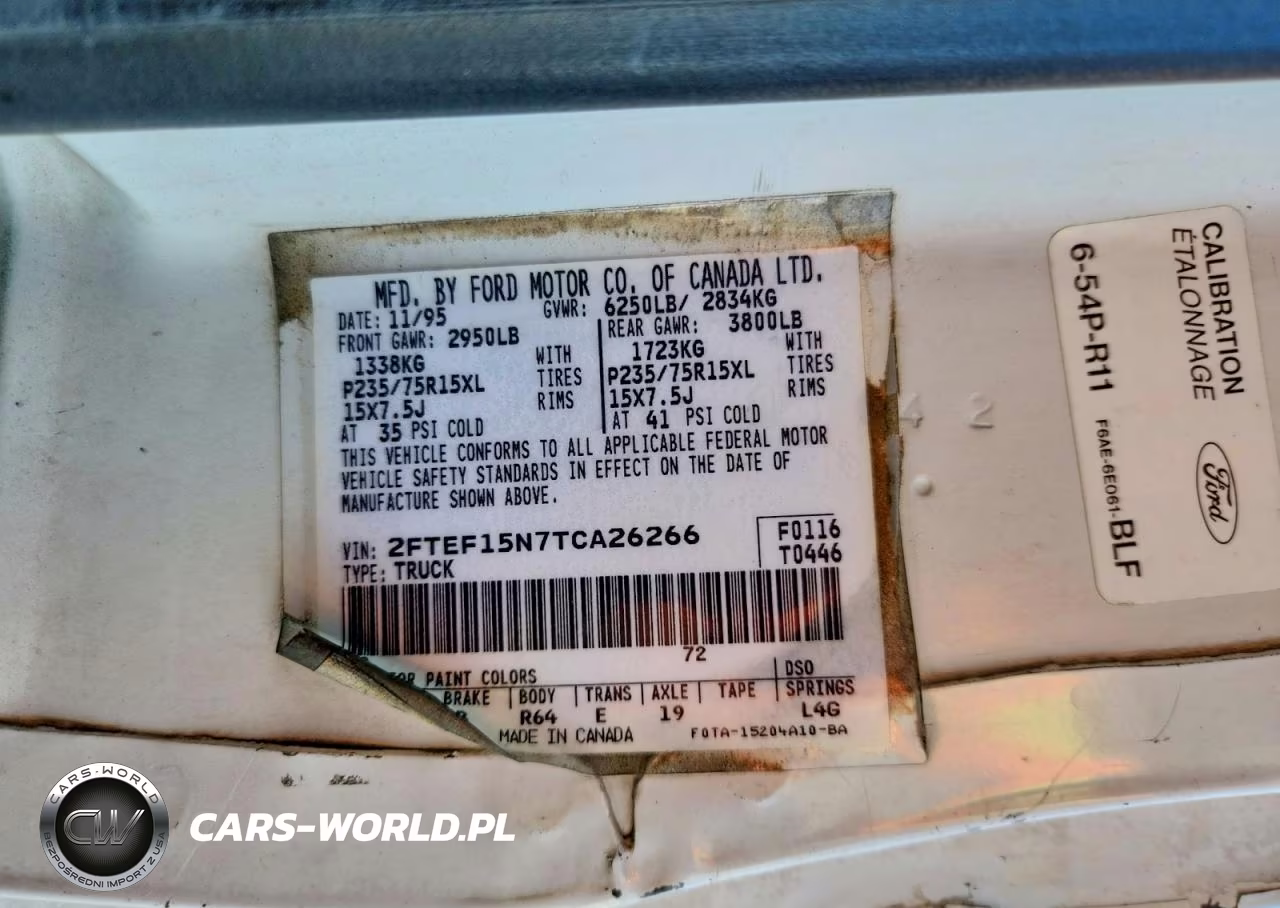 1996 Ford F150 VIN:2FTEF15N7TCA26266 - 13
