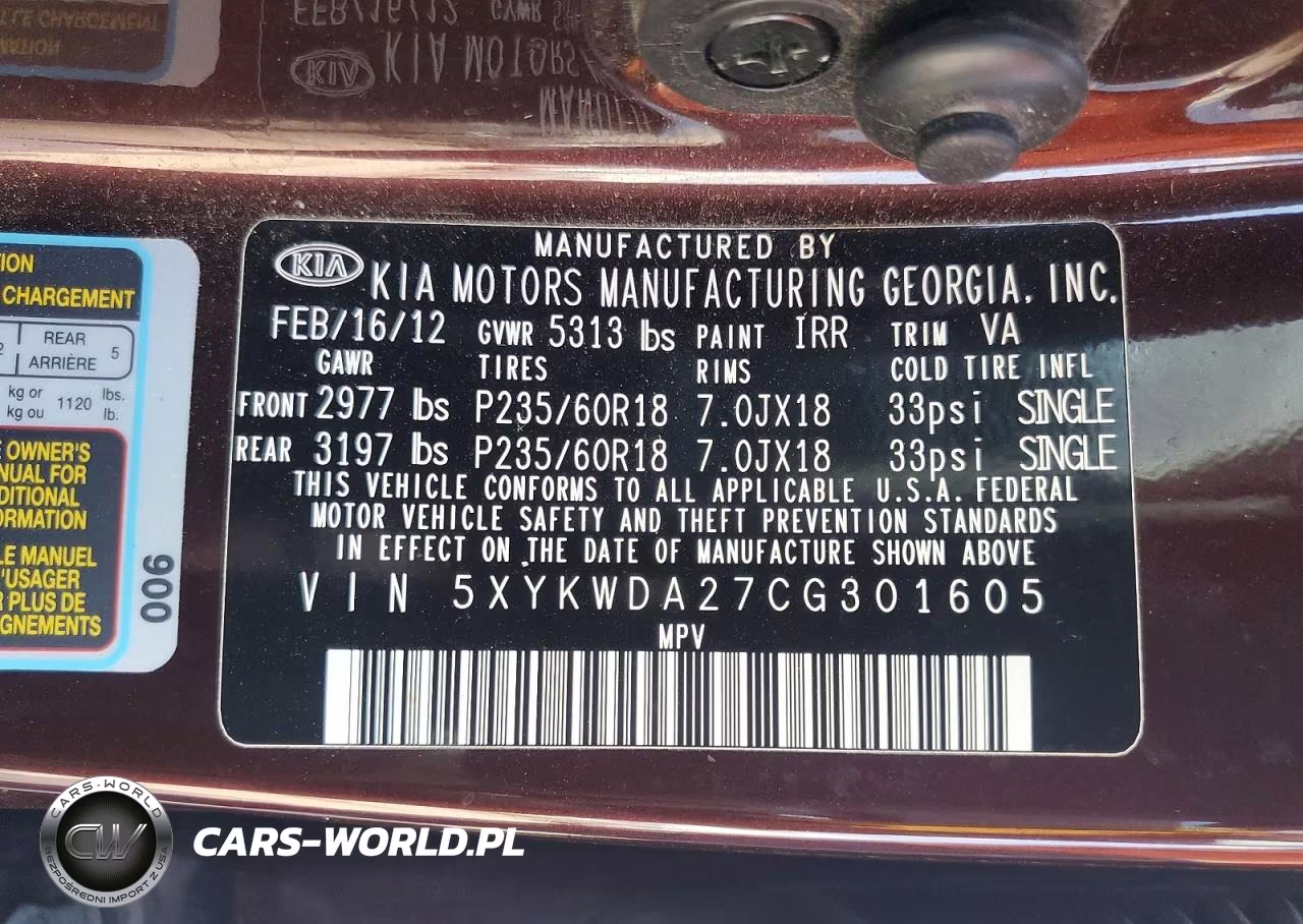 2012 Kia Sorento Sx VIN:5XYKWDA27CG301605 - 13