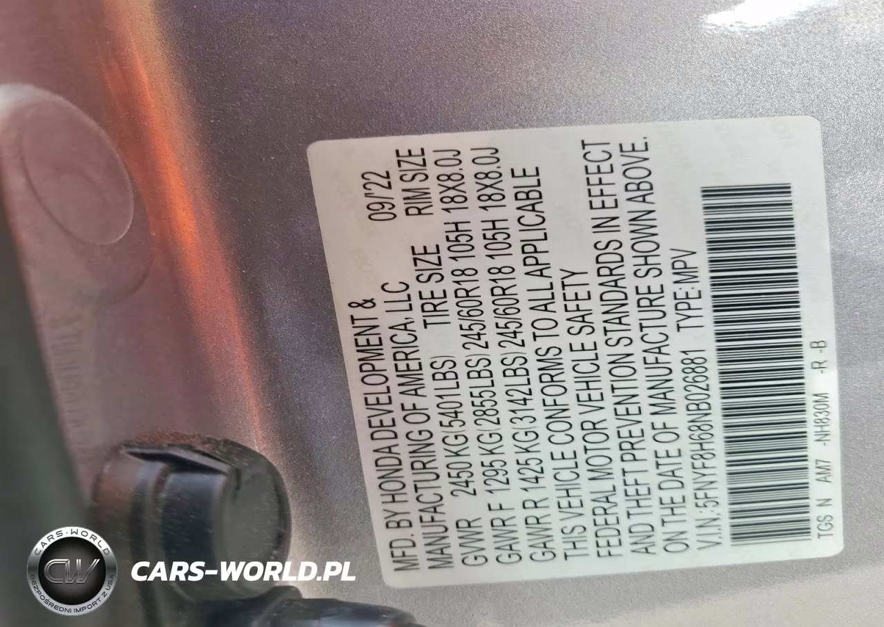 2022 Honda Passport Trail Sport VIN:5FNYF8H68NB026881 - 12