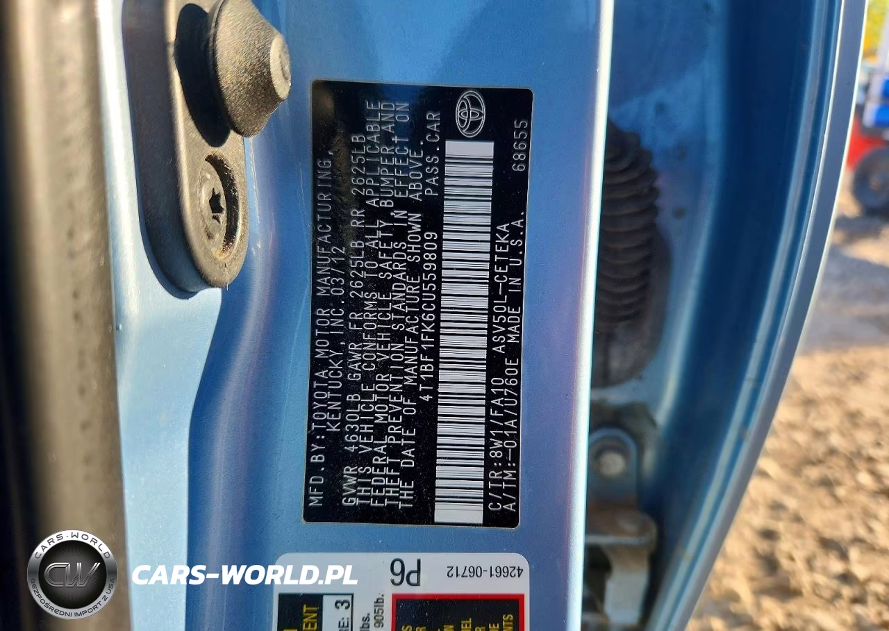2012 Toyota Camry L VIN:4T1BF1FK6CU559809 - 13