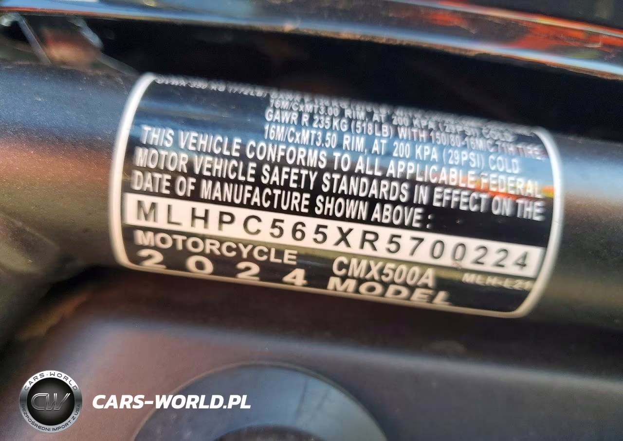 2024 Honda Cmx500 A VIN:MLHPC565XR5700224 - 9