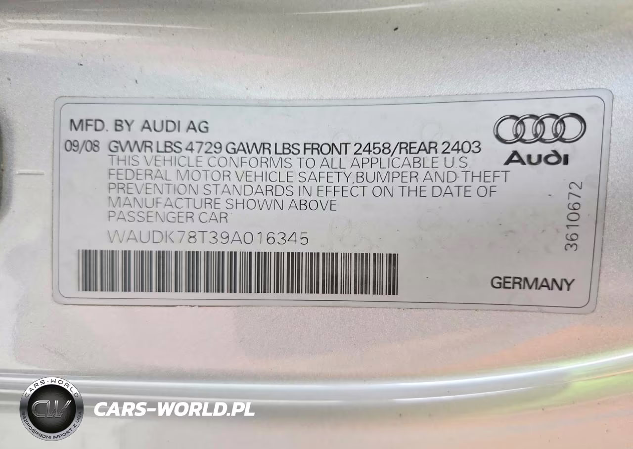 2009 Audi A5 Quattro VIN:WAUDK78T39A016345 - 12