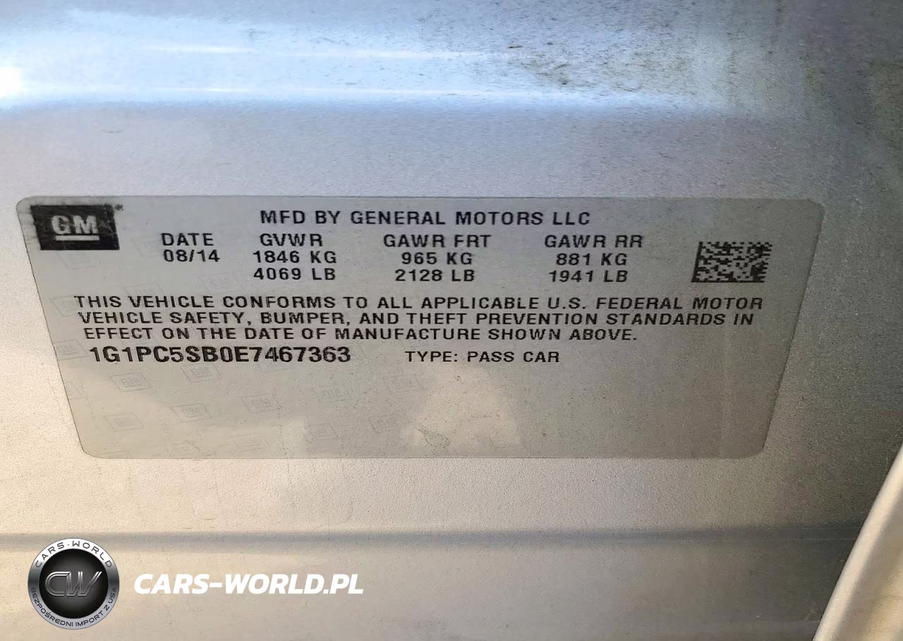 2014 Chevrolet Cruze Lt VIN:1G1PC5SB0E7467363 - 12