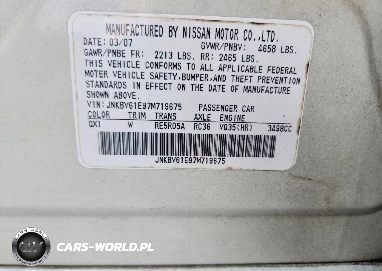 2007 Infiniti G35 Base VIN:JNKBV61E97M719675 - 12