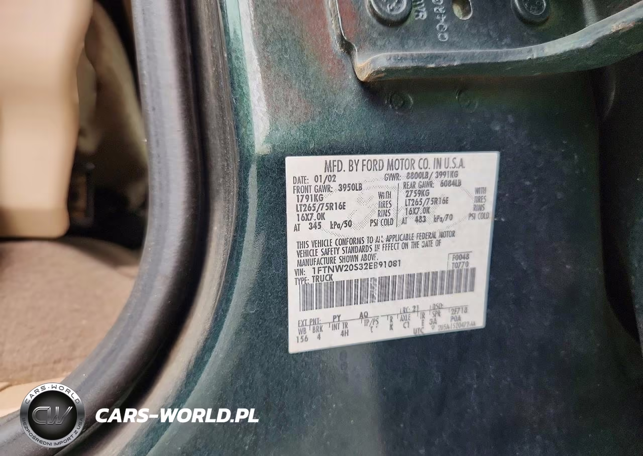 2002 Ford F250 Super Duty VIN:1FTNW20S32EB91081 - 12