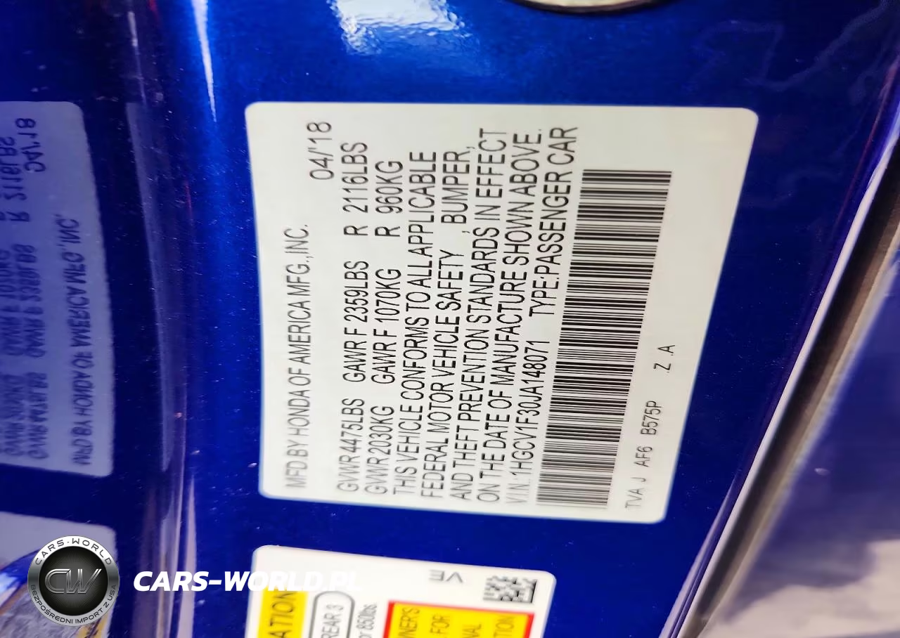 2018 Honda Accord Sport VIN:1HGCV1F30JA148071 - 12