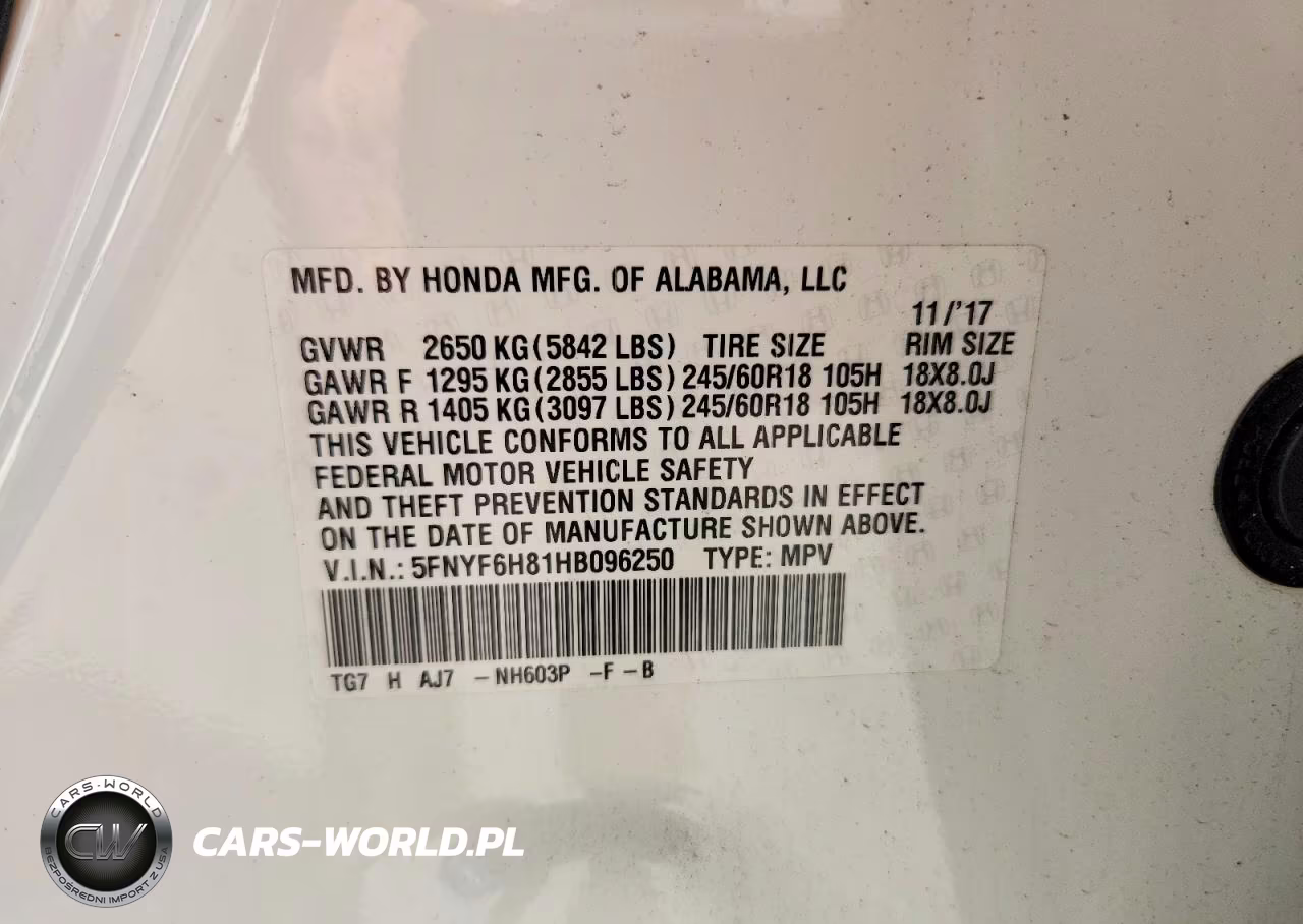 2017 Honda Pilot Exl VIN:5FNYF6H81HB096250 - 13