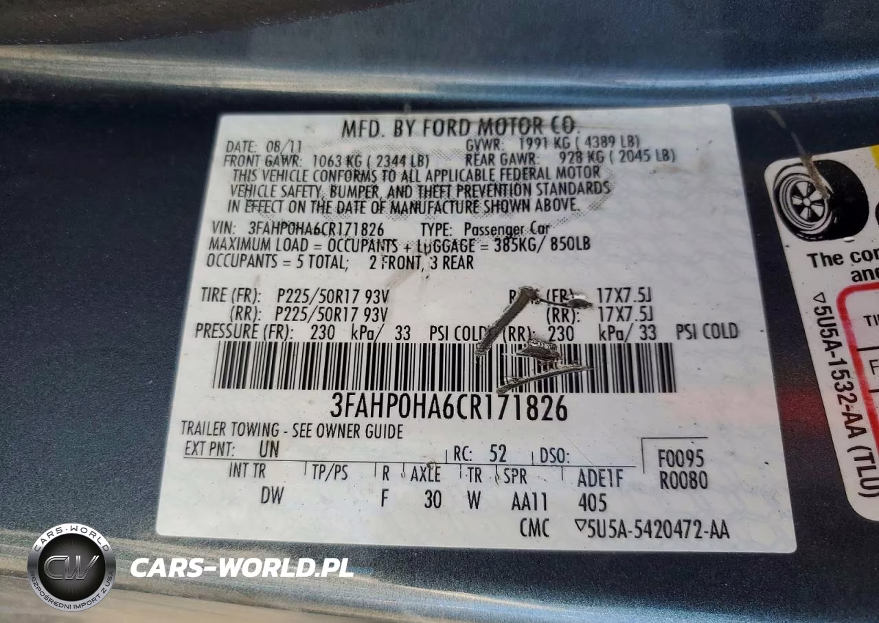 2012 Ford Fusion Se VIN:3FAHP0HA6CR171826 - 12